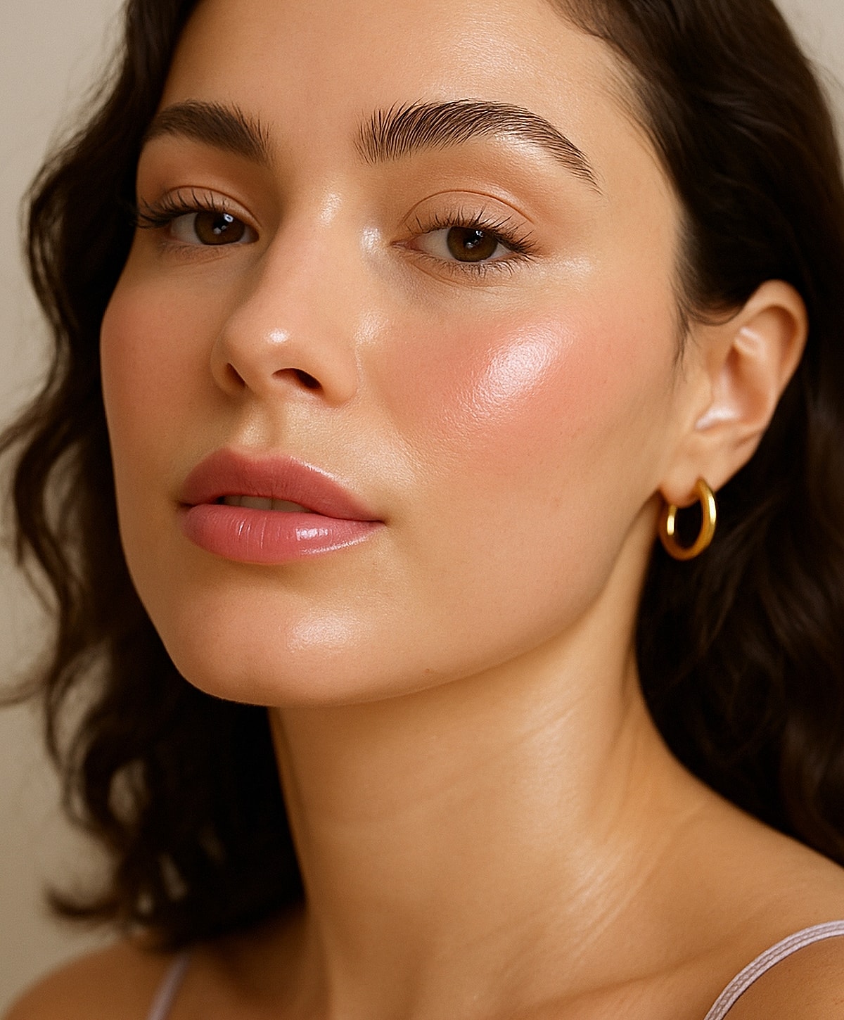Model poses in a stylish black swimsuit.